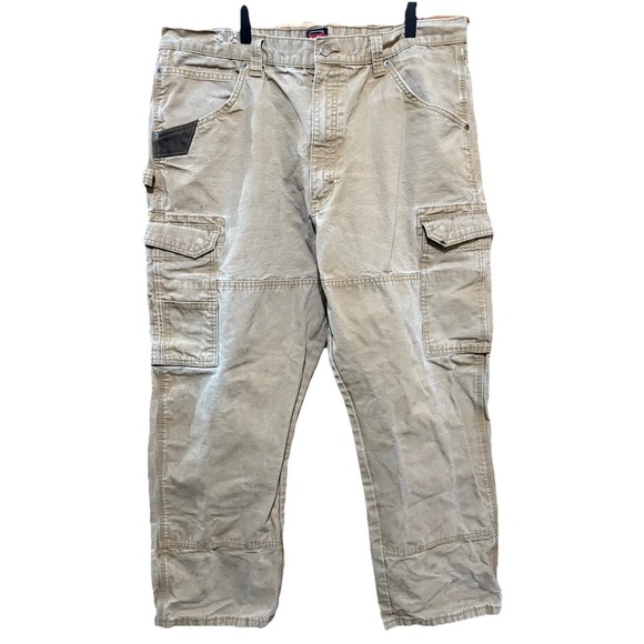 Wrangler Workwear Double Knee Cargo Khaki‎ Duck Canvas Pants Men's 40x30 - Picture 6 of 6